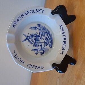 GRAND HOTEL KRASNAPOLSKY AMSTERDAM Vintage Porcelain Ashtray, Made in Holland